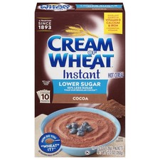 Cream of Wheat Instant Lower Sugar Hot Cereal, Cocoa, 12.3 Ounce Pack 6