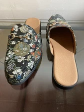 Dress Mules With Rubber Soles With Ornament Buckle. Size Equivalent EU 41/42