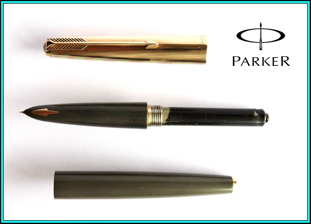 PARKER 61 Fountain Pen GREY 14k GF RAINBOW CAP 14K MEDIUM NIB