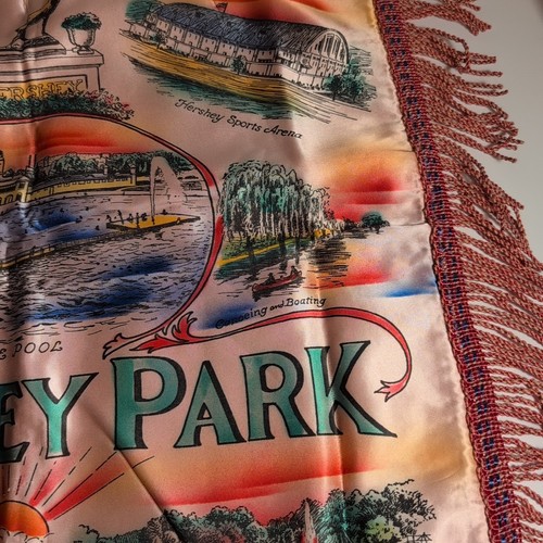 Vintage HersheyPark Souvenir Fransen Kissenbezug Hülle HERSHEY PA Schokolade - Bild 7 von 12