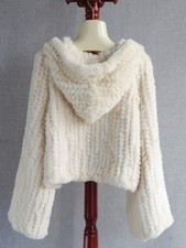 Nuovo cappotto donna coreano invernale Rex pelliccia di coniglio tessuto pelliccia cardigan corto con cappuccio