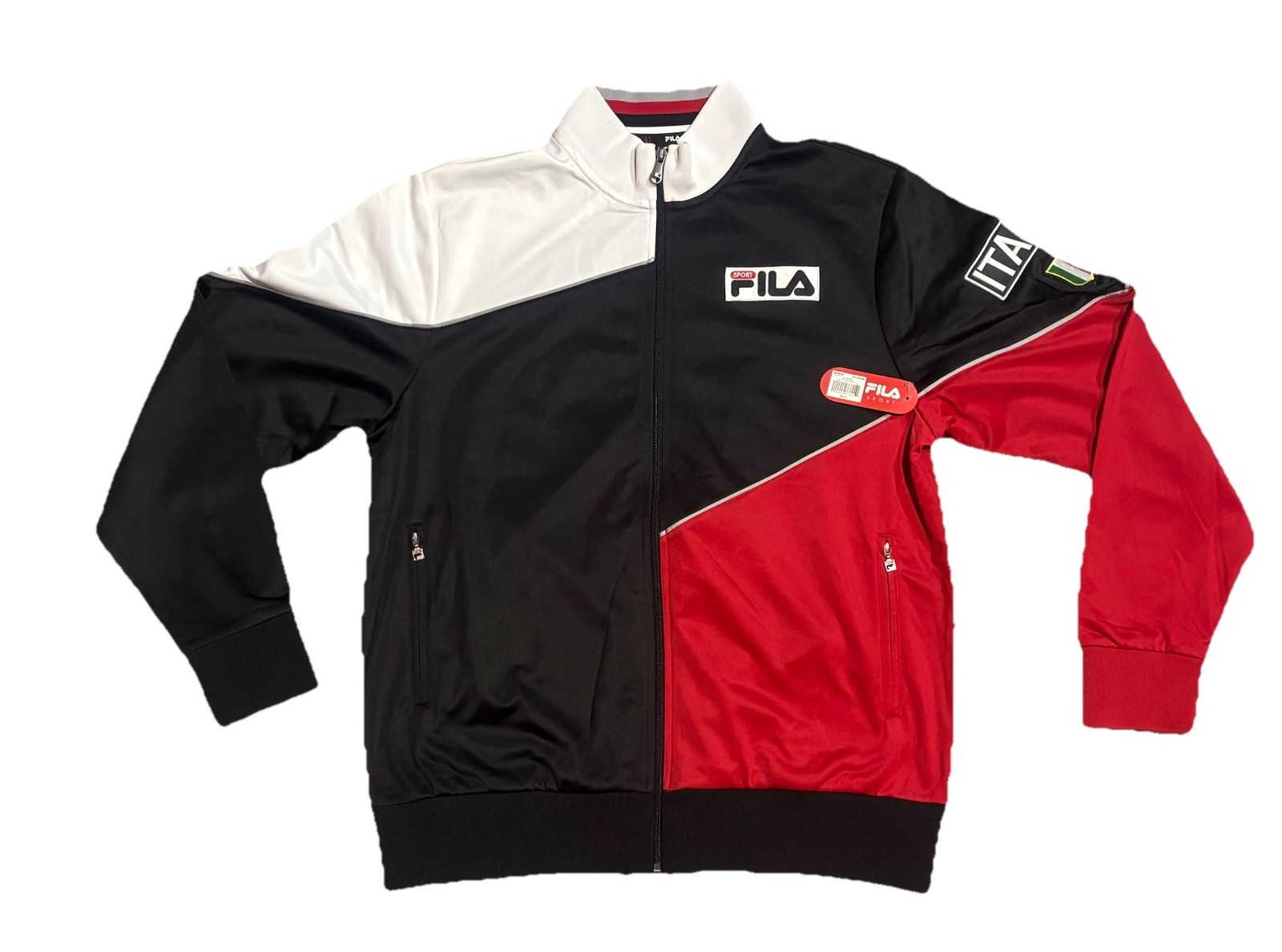 Giacca Fila Sport Italia full zip uomo media rosso nero bianco colore atletico