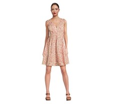 Time and Tru Women's Tie Shoulder Mini Dress Size L 12-14 Blush Combo