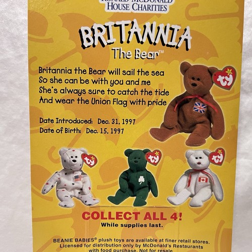 TY BRITANNIA the Bear Teenie Beanie Baby 1999 McDonald’s Vintage Plush Toy - Picture 4 of 4