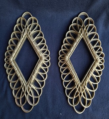Set Of 2 Vintage 1975 Burwood Diamond Bronze Tone Frame Wall Decor 14.5'' 