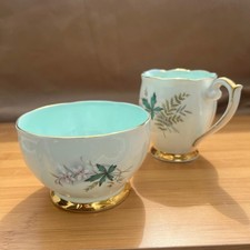 “Louise” by Queen Anne Sugar Bowl & Creamer Floral Design Set Bone China Vtg Vgc