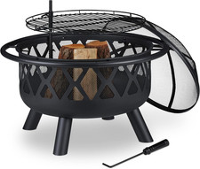 Braciere Con Griglia per Carbonella, D: 75 Cm, Parascintille & Attizzatoio, Arre