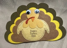 Papyrus Thanksgiving Card  Felt Turkey Googly Eyes    Recent Version W/NO FEET