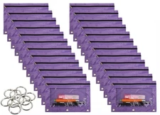 24 Packs 3 Ring Binder Pen Pencil Case Pouch Bulk Set Stationery Bag for Scho...