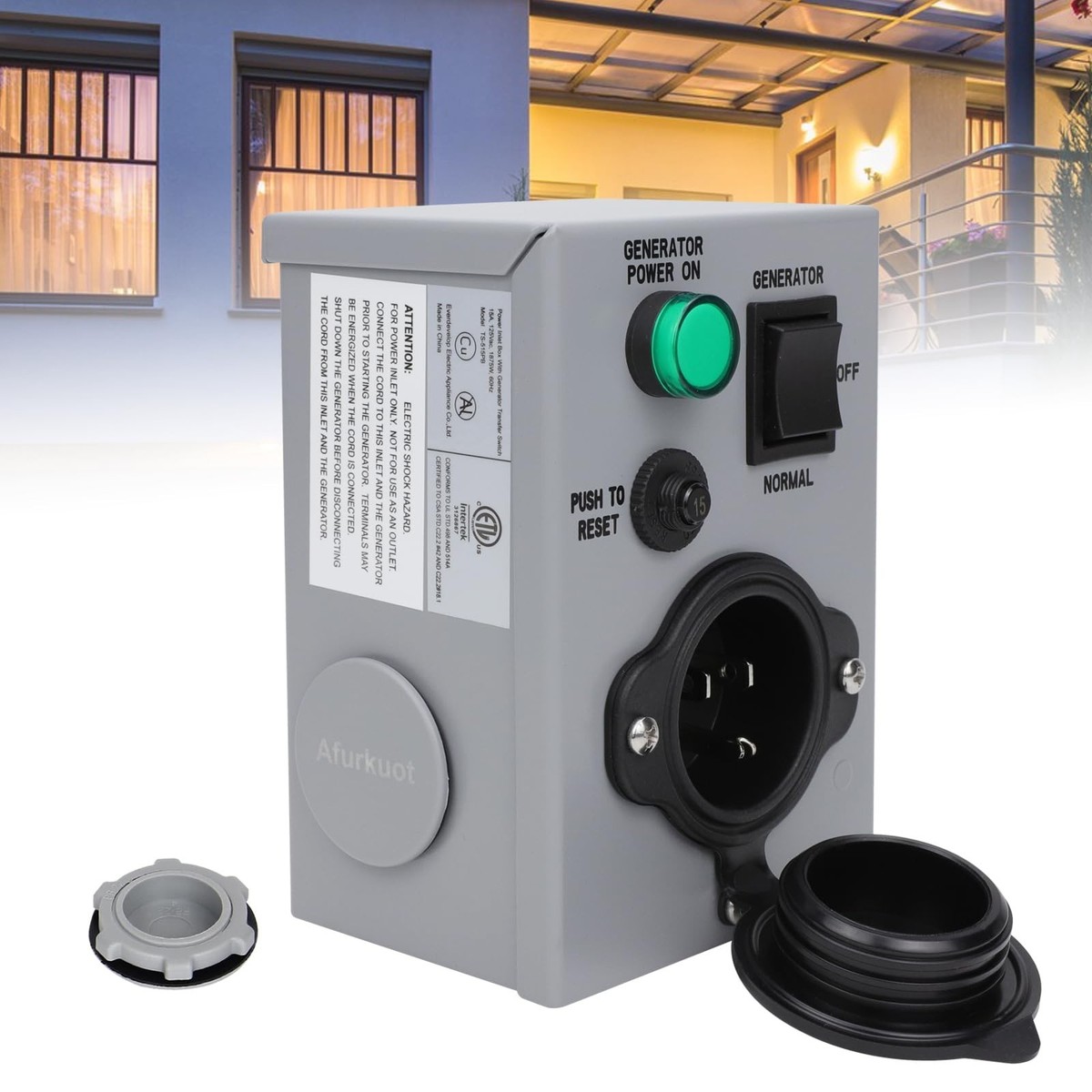 15 Amp Generator Transfer Switch, NEMA 5-15P Pre-Drilling Power