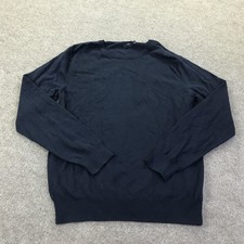 J Crew Sweater Mens Large Blue Cotton Nylon Merino Wool Crewneck Knit Pullover