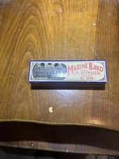Vintage M Hohner Marine Band  1896 Harmonica with Original Box