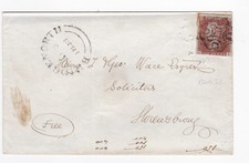 1843 QV 1d PENNY RED STAMP PLATE38 BRIDGENORTH MX MALTESE CROSS ON COVER
