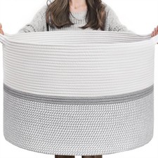 Xxl Extra Large Cotton Rope Woven Basket Throw Blanket Storage Basket With Handl