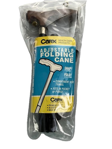 Carex Bastone Pieghevole Regolabile Nero con Manico in Legno - Foto 10 di 10