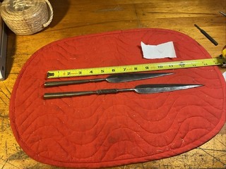 Vintage African Tribal Spear Heads With Leaf Blades