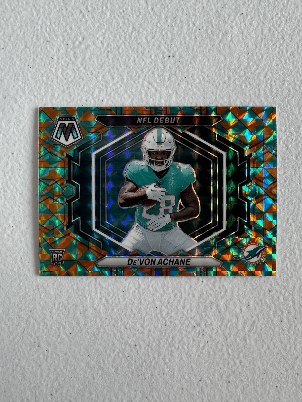 De’Von Achane 2023 Panini Mosaic Debut Tessellation /15 Miami Dolphins SP Rookie