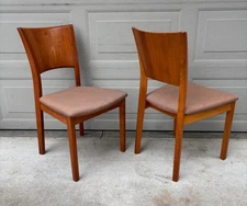 Pair Poul Jeppesen Danish Modern teak dining side chairs Grete Jalk Ole Wanscher