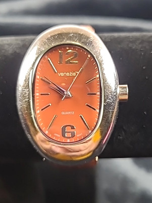 Ladies Venezia Watch Brown Face Brown Crocodile Embossed Leather New Battery