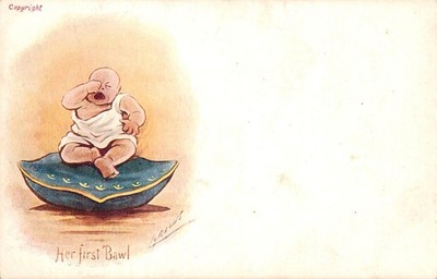 CYNICUS ARTIST - HER FIRST BAWL - KINDER / BABY COMIC HUMOR - POSTKARTE