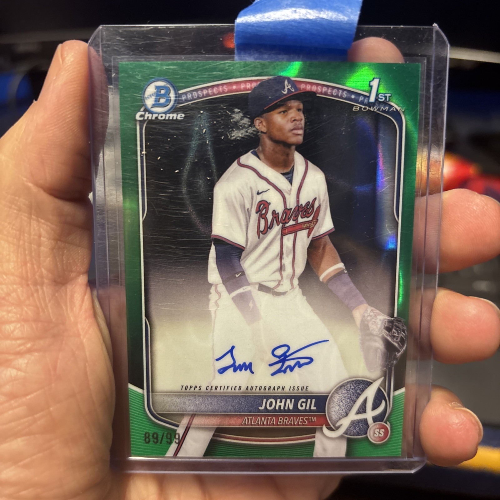 JOHN GIL 2025 Bowman Chrome #CPA-JG Braves 1st true Green Refractor Auto /99