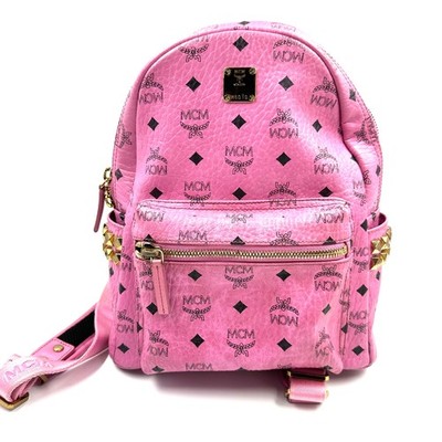 HJ129 MCM Visetos Studded Backpack Pink