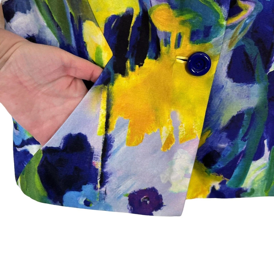Chaqueta Blazer Kate Spade Talla 4 Mujer Multicolor Abstracto Acuarela Floral Foto 3 de 4