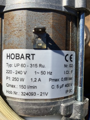 HANNING UP60-315 DISHWASHER RINSE BOOSTER PUMP MOTOR 220-240V - Picture 2 of 2