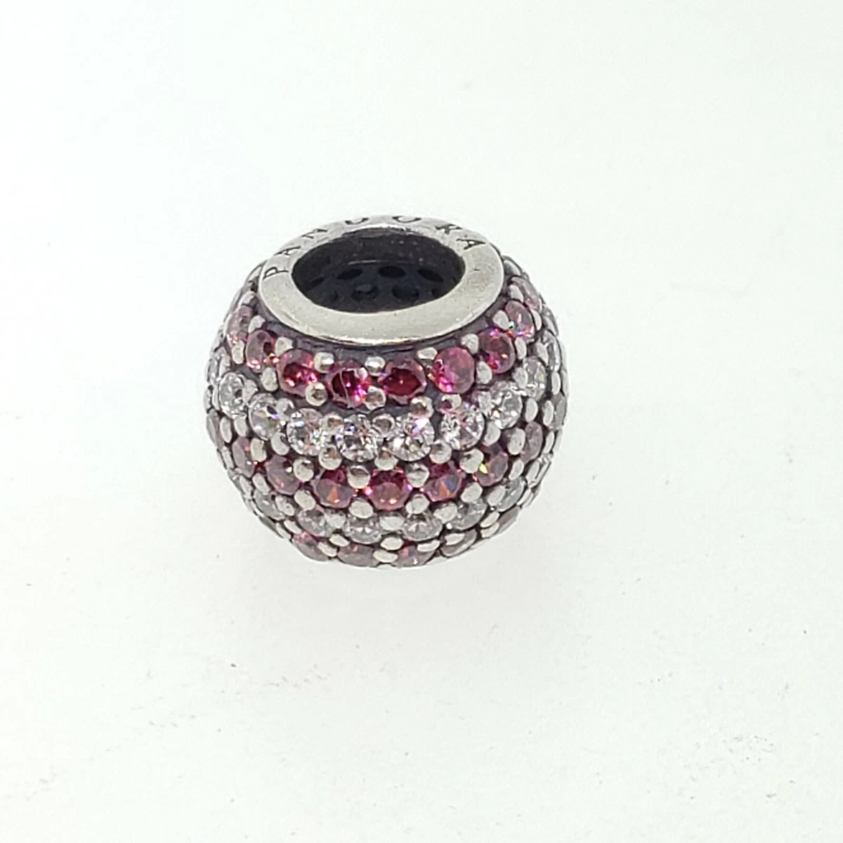 Pandora Sterling Silver Red Nautical Stripes Pave Lights Charm 791172CZR