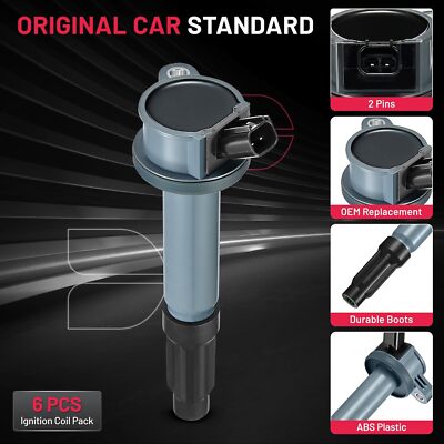 Juego De 6 Bobinas De Encendido Para Ford Fusion 2006-2012 Y Escape 2009-2012 3L V6 – UF486 DG514