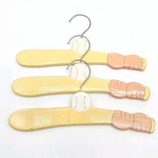 3x ZM Int'l Baseball Painted Clothing Hangers 2001 Sports Kid Lot Bundle Vintage