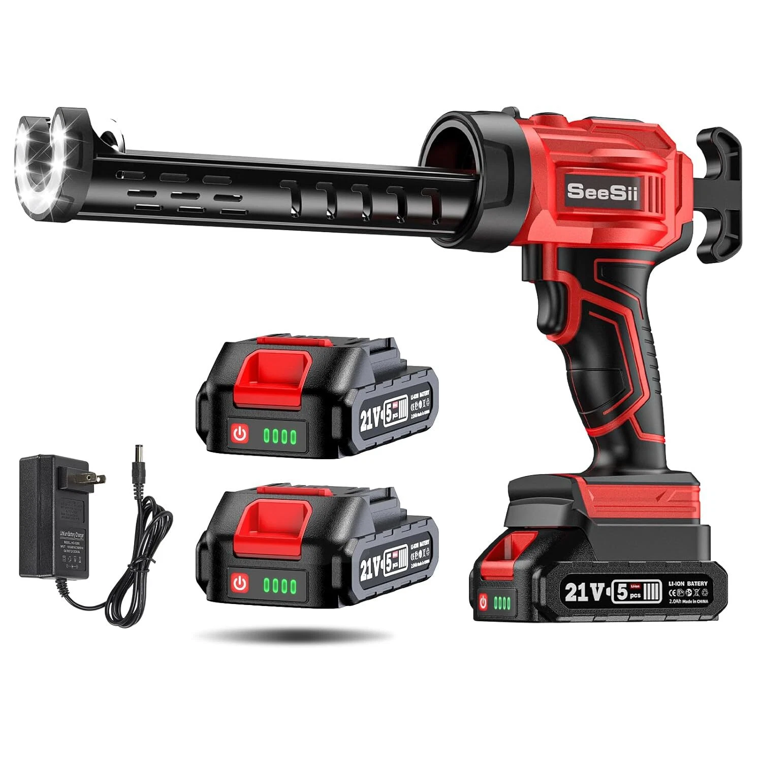 Cordless Caulking Gun Electric Sealant Caulk Gun,LED Light,4 Speeds,Auto Retract