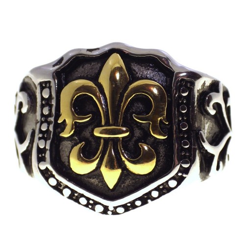 Fleur de Lis Signet Ring Stainless Steel SCA LARP Cosplay Costume Band Size 8-16 - Picture 2 of 5