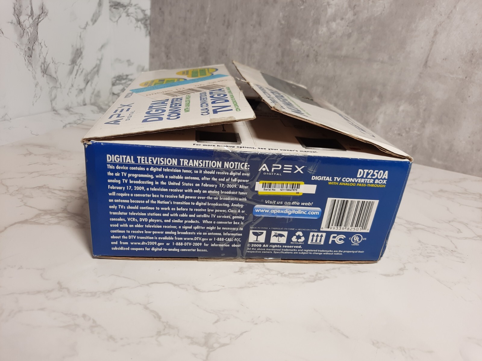 Apex Digital TV Converter Box DT250A W/Analog Pass Through Open