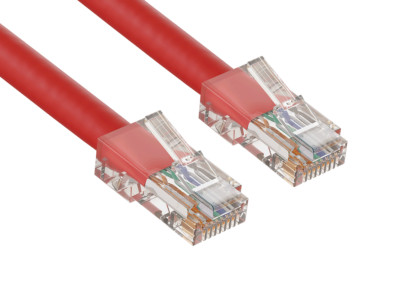 1ft Cat6 UTP Non-Booted Ethernet Network Patch Cable 24AWG Bare Copper, Red