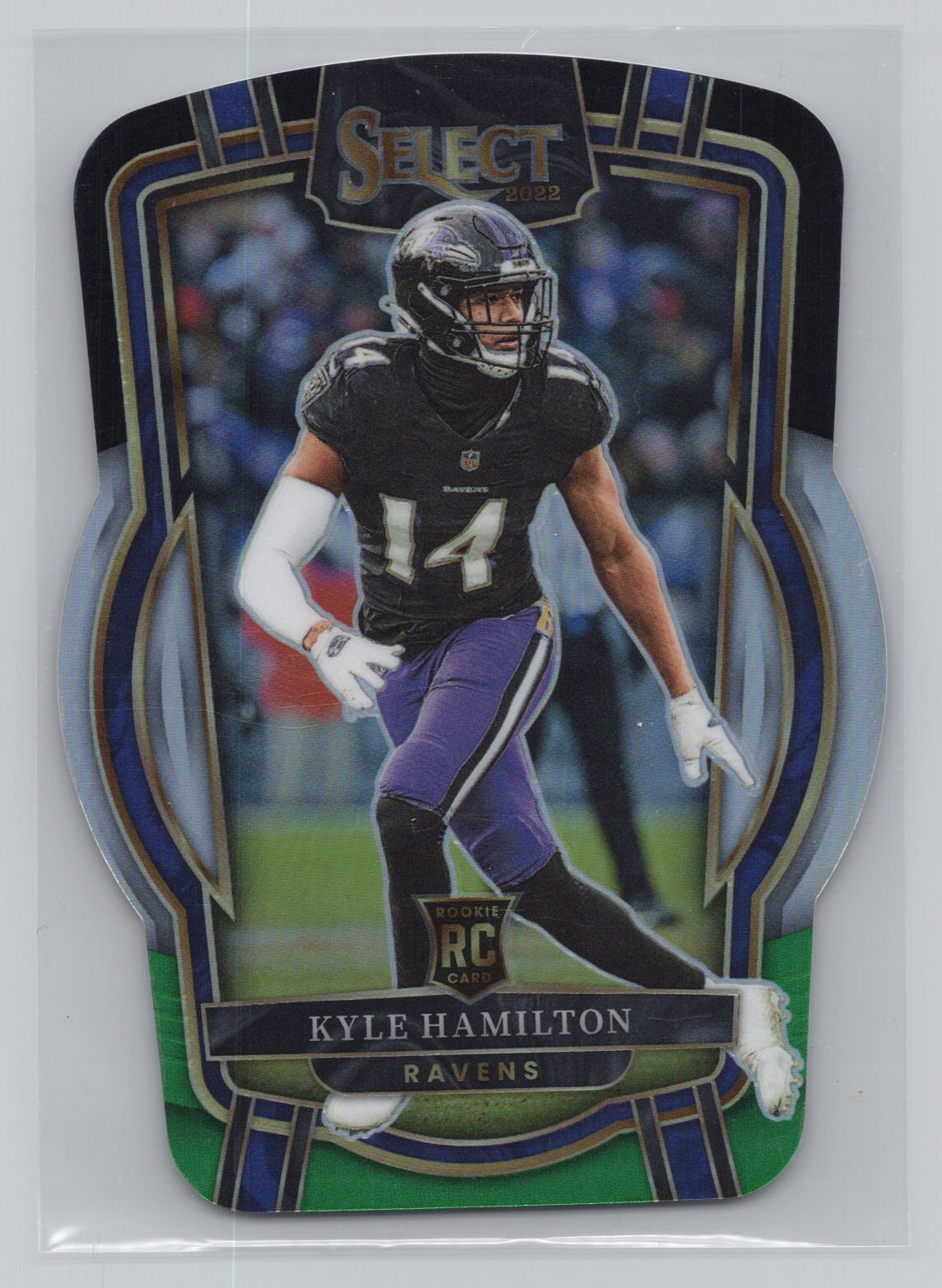 2022 Panini Select #294 Kyle Hamilton Black Green Die-Cut RC Rookie Club Level