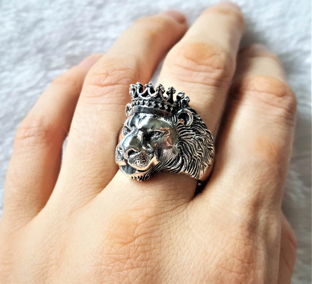 Sterling Silver Small Lions Head Ring - Silverlust Fine Jewelry