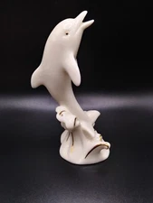 Lenox Dolphin Gold and Cream Small Porcelain Figurine with COA 4" Tall