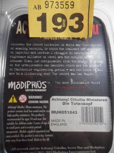 Modiphius Achtung Cthulhu Die Totenkopf German Monster AE WWII SotR weird Y193 - Picture 3 of 3