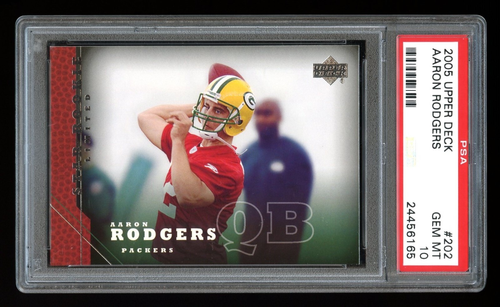 2005 Upper Deck AARON RODGERS - Star Rookie Limited RC Card #202 PSA 10 GEM MINT