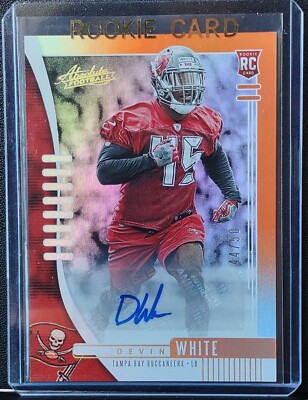 2019 Panini Absolute Devin White RC Auto Orange #ed 44/50 Tampa Bay Buccaneers