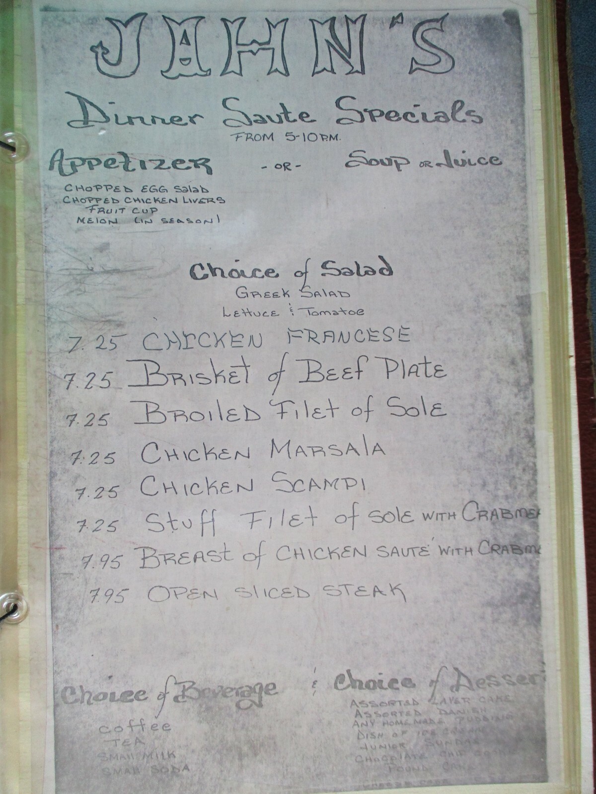 1985 Jahn's Soda Parlor Restaurant Menu Ice Cream 2102 86th St Brooklyn