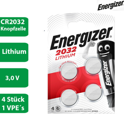 1 x 4er Blister Energizer CR 2032 3V Batterie Lithium Knopfzelle DL2032 4 Stück