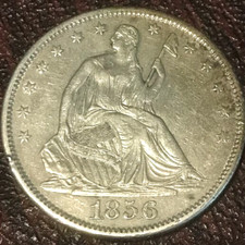elf Seated Liberty Half Dollar 1856 S Lower Mintage Rare with Chopmark