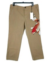 GUCCI Koi Fish Chinos Cotton Pants Camel Fish Appliqué Size 40 Men’s NWT