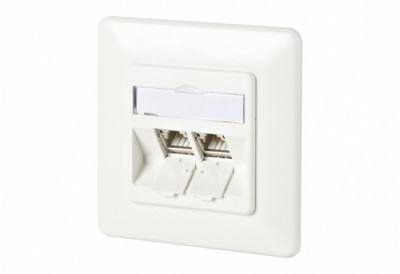 METZ 130B11D21002-E Anschlussdose UP rei weiss m.180 Gr.M Cat.6A modul 2 Port