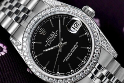 Ladies Rolex Datejust 31 mm Black Index Dial Sapphire & Diamond