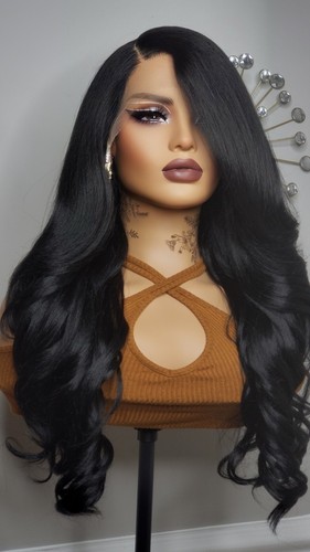 New Long Wavy Style Black Natural Lace Front Wig Womens Fashion Hair Glueless
