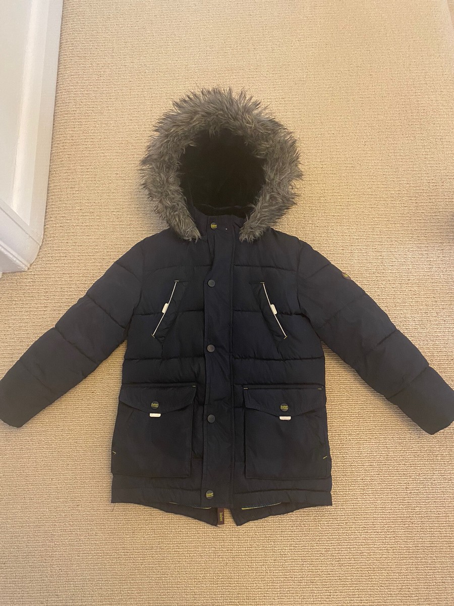 Boys Ted Baker Navy Padded Winter Fleece Lined Parka Winter Coat - Main Image