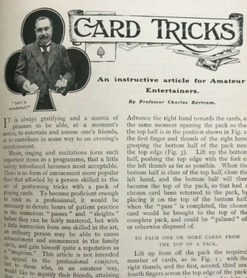Charles Bertram Magician Card Tricks Conjurer Rare Old Antique Article Magic